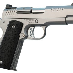 Ed Brown EVOKC9 1911 EVO KC9 9mm Luger 9+1 4" Barrel, Snakeskin Serrated Stainless Steel Bobtail Frame, Serrated Slide w/Recessed Slide Stop, Black G10 Grip