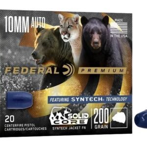 Federal P10SHC1 Premium  10mmAuto 200gr Solid Core Synthetic Flat Nose 20 Per Box/10 Case