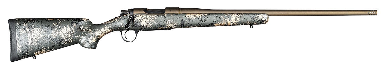 Christensen Arms 8010107500 Mesa FFT 6.5 PRC 4+1 20" Threaded Barrel, Burnt Bronze Cerakote, Green with Black/Tan Webbing Stock