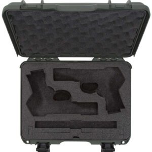 Nanuk 910CLASG6 910 Classic 2 Up Pistol Case Olive Polymer w/ Latches & Closed-Cell Foam Padding 13.20" L x 9.20" W x 4.10 " H Interior Dimensions