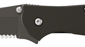 Kershaw 1660CKTST Leek 3" Folding Modified Drop Point Part Serrated Black DLC 14C28N Steel Blade Black DLC 410 Stainless Steel Handle Includes Pocket Clip