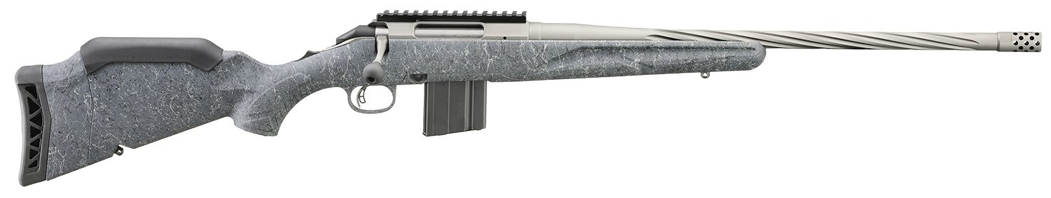 Ruger 46906 American II Full Size 350 Legend 5+1 20" Cobalt Cerakote Spiral Fluted Threaded Barrel & Alloy Steel Receiver w/Picatinny Rail, Gray Splatter Adj LOP Synthetic Stock