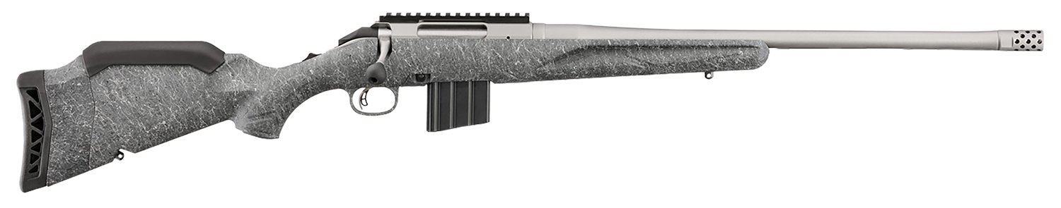 Ruger 46907 American II Full Size 400 Legend 5+1 20" Cobalt Cerakote Spiral Fluted Threaded Barrel & Alloy Steel Receiver w/Picatinny Rail, Gray Splatter Adj LOP Synthetic Stock