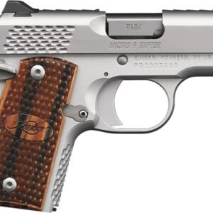 Kimber Mfg.,inc 3300109 Micro 9 Stainless Raptor 9mm 6+1 3.15" Stainless Steel Slide KimPro Silver Zebrawood with Scale Pattern and Kimber logo Grip