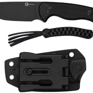Civivi Knives C23094-1 Timberbark  3.20" Fixed Drop Point Plain Black Stonewashed 14C28N Steel Blade, 3.69" Black Textured G10 Handle