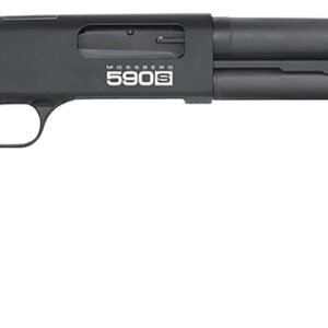 Mossberg 51609 590S  12 Gauge Pump 3" 10+1 18.50" Matte Blued Heavy Walled Barrel, Drilled & Tapped Black Receiver, Fixed Black Synthetic Stock