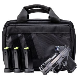 Rost Martin RM1SBLKOSP10CA(COMP)-P RM1S Comp Bundle *CA Compliant 9mm Luger 10+1 3.60" Compensated Barrel, Black Nitron Steel Integrated Compensator/Serrated w/Optic Slide, Black Polymer Frame w/Picat