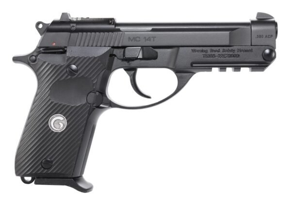 Girsan 390852 MC 14T *CA Compliant 380 ACP 10+1 4.50" Black Tip-Up Barrel, Black Steel Serrated Slide, Black Polymer Frame w/Accessory Rail, Textured Grip, RMSc Footprint