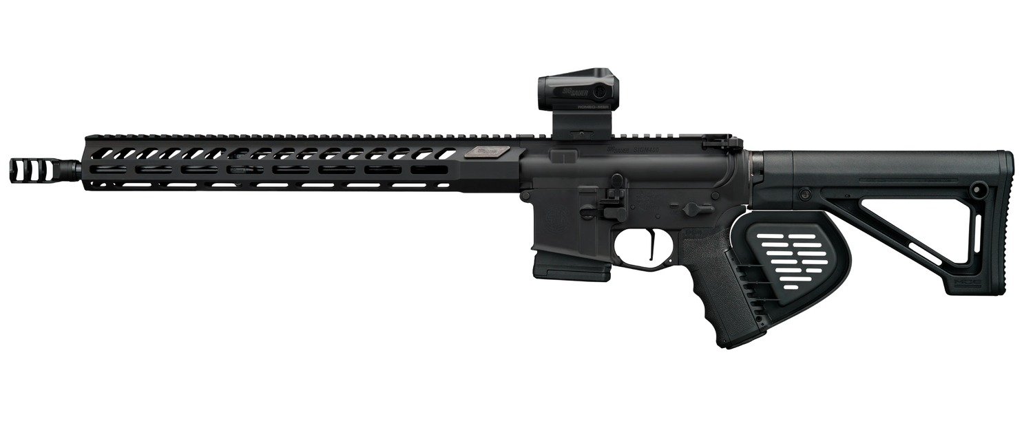 Sig Sauer RM400556N16BFORGECA M400 Forge *CA Compliant 5.56 NATO 10+1 16" Black Anodized Alloy Receiver w/Picatinny Rail, M-LOK Handguard, Magpul MOE Black Polymer Stock, Shark Fin Grip, Sig ROMEO MSR