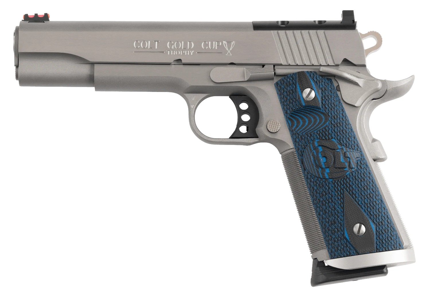 Colt Mfg O5072XEOR Gold Cup Trophy Full Size 9mm Luger 10+1 5" Stainless National Match Barrel, Stainless Steel Optic Ready/Serrated Slide & Frame w/Beavertail, Ambidextrous