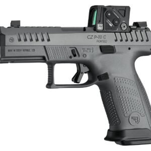 CZ-USA 01582 P-10 C w/Optic Compact Frame 9mm Luger 10+1 4" Black Nitride Integral Compensator Barrel, Black Nitride Steel Serrated w/Optic Slide, Black Polymer Frame w/Accessory Rail Textured Grip, A