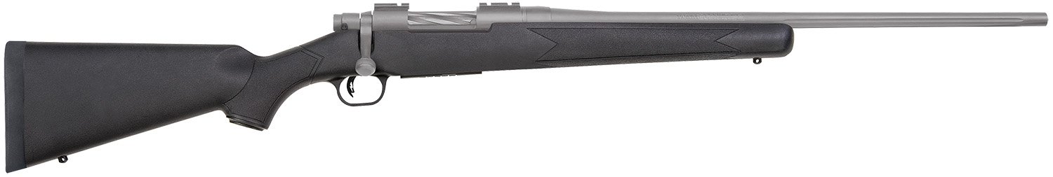 Mossberg 28006 Patriot 7mm-08 Rem 5+1 22" Stainless Cerakote Fluted Barrel, Stainless Cerakote Receiver Drilled & Tapped, Black Fixed Synthetic Stock, Right Hand