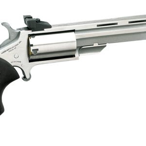 North American Arms MMTM Mini-Master *CA Compliant 22 WMR 5 Shot 4" Stainless Steel Vent Rib Barrel, Stainless Steel Frame, Stainless Cylinder, Black Finger Grooved Rubber Grip, Exposed Hammer