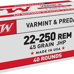 Winchester Ammo USA222502 USA 22-250Rem 45gr Jacketed Hollow Point 40 Per Box/10 Case
