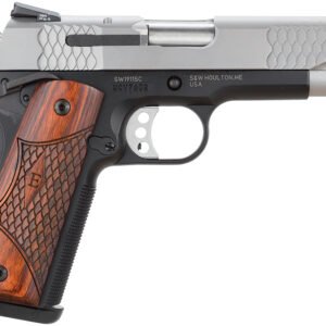 Smith & Wesson 108485 1911 E-Series 45 ACP 4.25" Barrel 8+1, Black Round Butt Scandium Frame, Satin Stainless Steel Slide, Laminate Wood Grip, Manual Grip & Thumb Safety