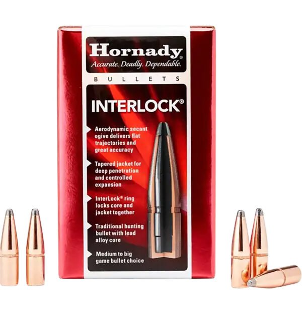 Hornady 4503 InterLock  45 Cal .458 350 gr Flat Point 50 Per Box/ 15 Case