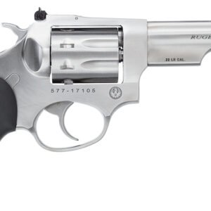 Ruger 5765 SP101  22 LR 8rd 4.20" Satin Stainless Steel Barrel, Cylinder & Frame, Black Rubber w/Wood Insert Grip, Transfer Bar Safety, Exposed Hammer