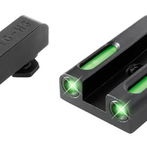 TruGlo TG13GL3A TFX Green Fiber Optic/Tritium Front/ Green/Tritium/Fiber Optic Rear/ Black Nitride Fortress Frame, Compatible w/Most Glock Except MOS, Post Mount