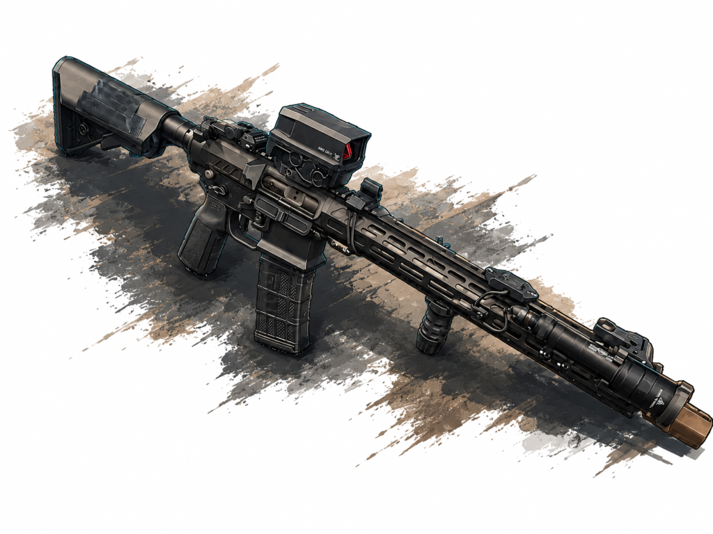 Custom AR-pattern carbine with red dot optic and suppressor