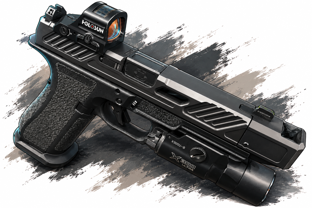 Shadow Systems pistol with Holosun optic and weapon light