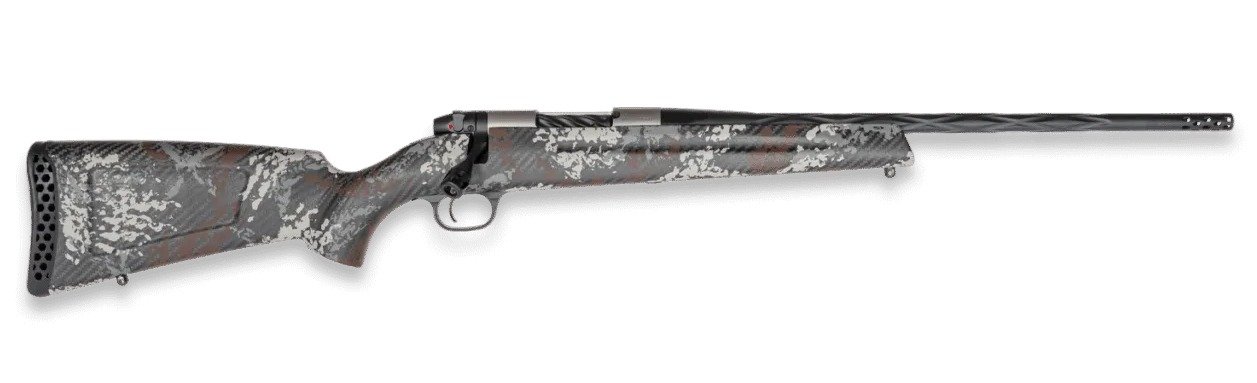 Weatherby MBP01N240WR3B Mark V Capra 240 Wthby Mag 2+1 21" Graphite Black Cerakote Fluted Threaded Barrel Titanium Receiver Drilled & Tapped Receiver Exposed Carbon w/Gray, White & Rust Sponge Accents