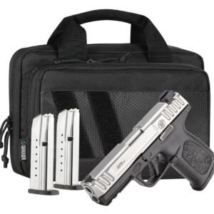 Smith & Wesson 14954 SD9 2.0 Bundle Compact Frame 9mm Luger 16+1 4" Satin Stainless Steel Serrated Slide, Black Polymer Frame w/Picatinny Rail, Textured Grip, Savior Bag, Three Mags